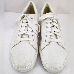 Zara Men's White Scales Textured Lace Up Low Top Causal Sneakers, sz 44